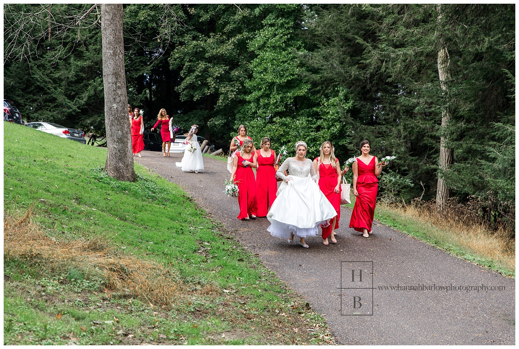Bride Walking Down Hill