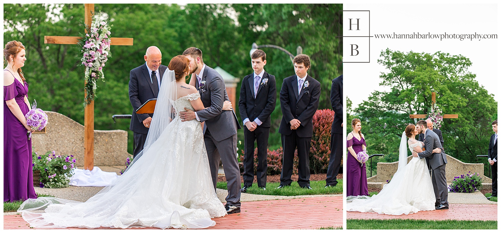 Wedding Ceremony at Oglebay Formal Gardens First Kiss