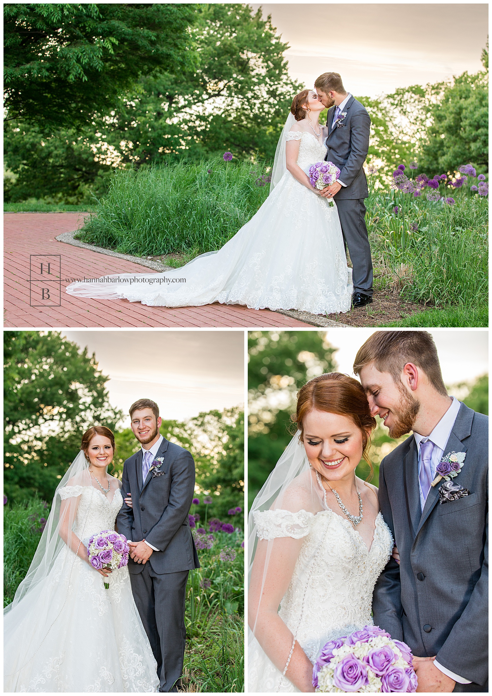 Bride and Groom Formal Photos at Oglebay with Purple Flowers