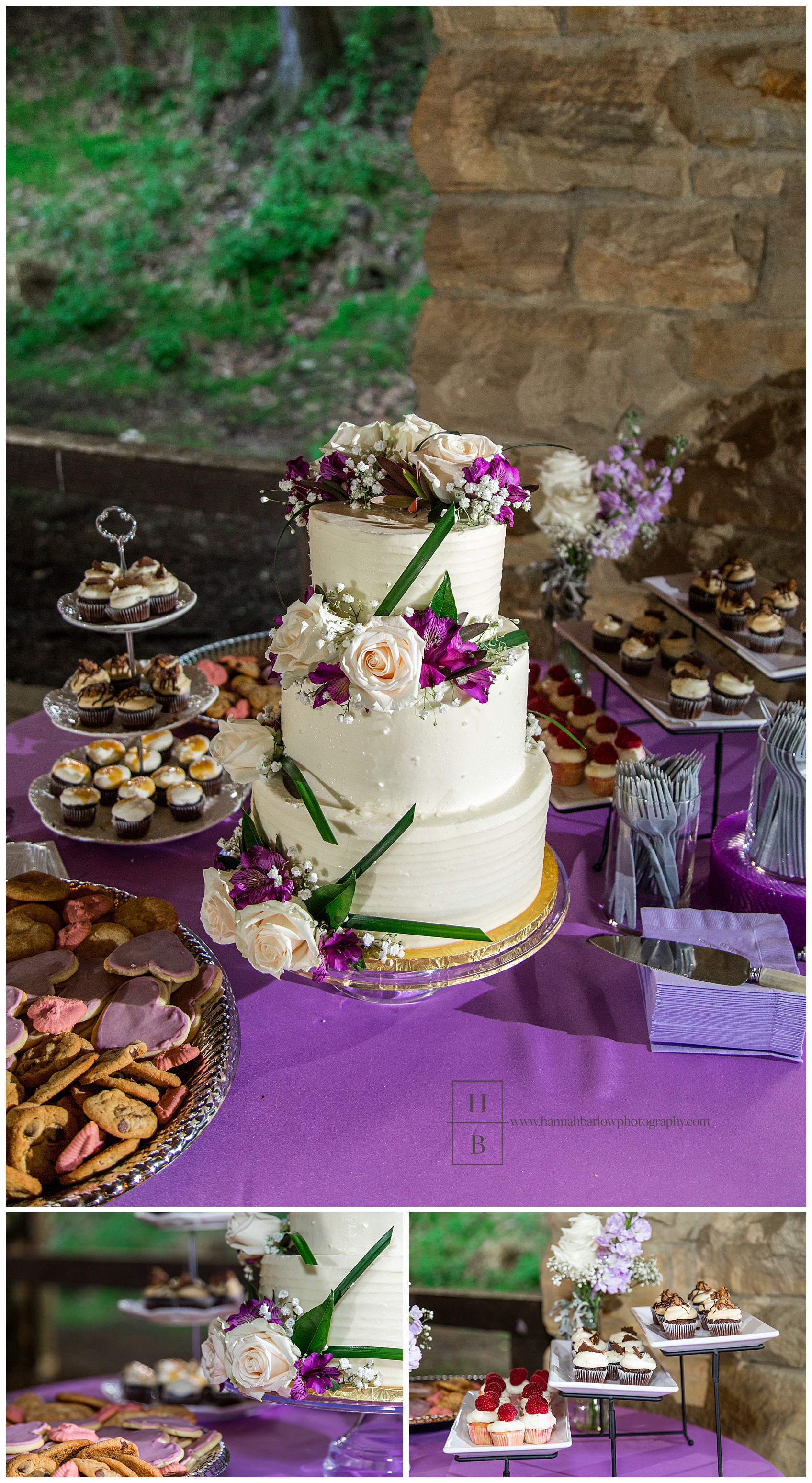 Purple Wedding Cake at Oglebay Haller Shelter