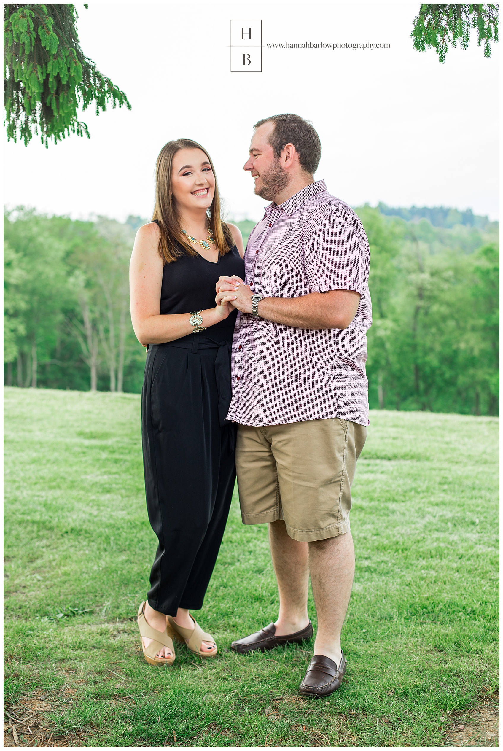 Engagement Photo in Wellsburg West Virginia under a tree at Brooke Hills Park