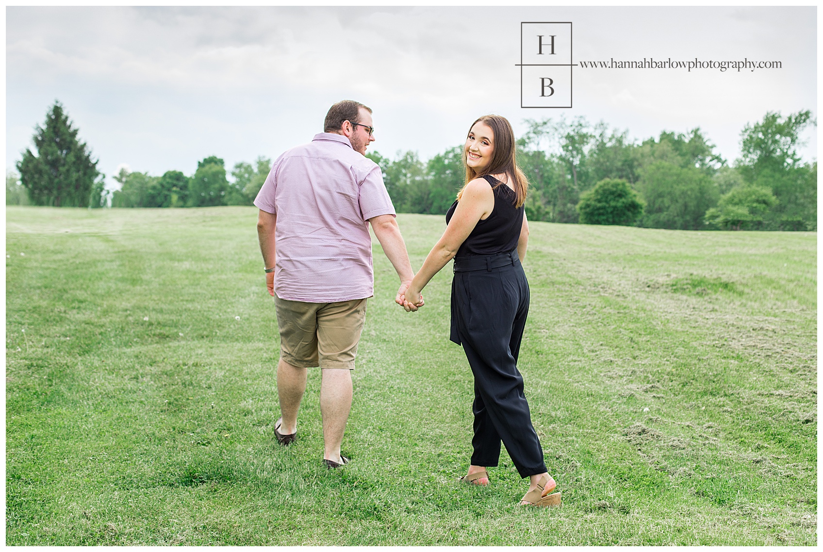 Engagement Photos in a Field at Brooke Hills Park in Wellsburg West Virginia