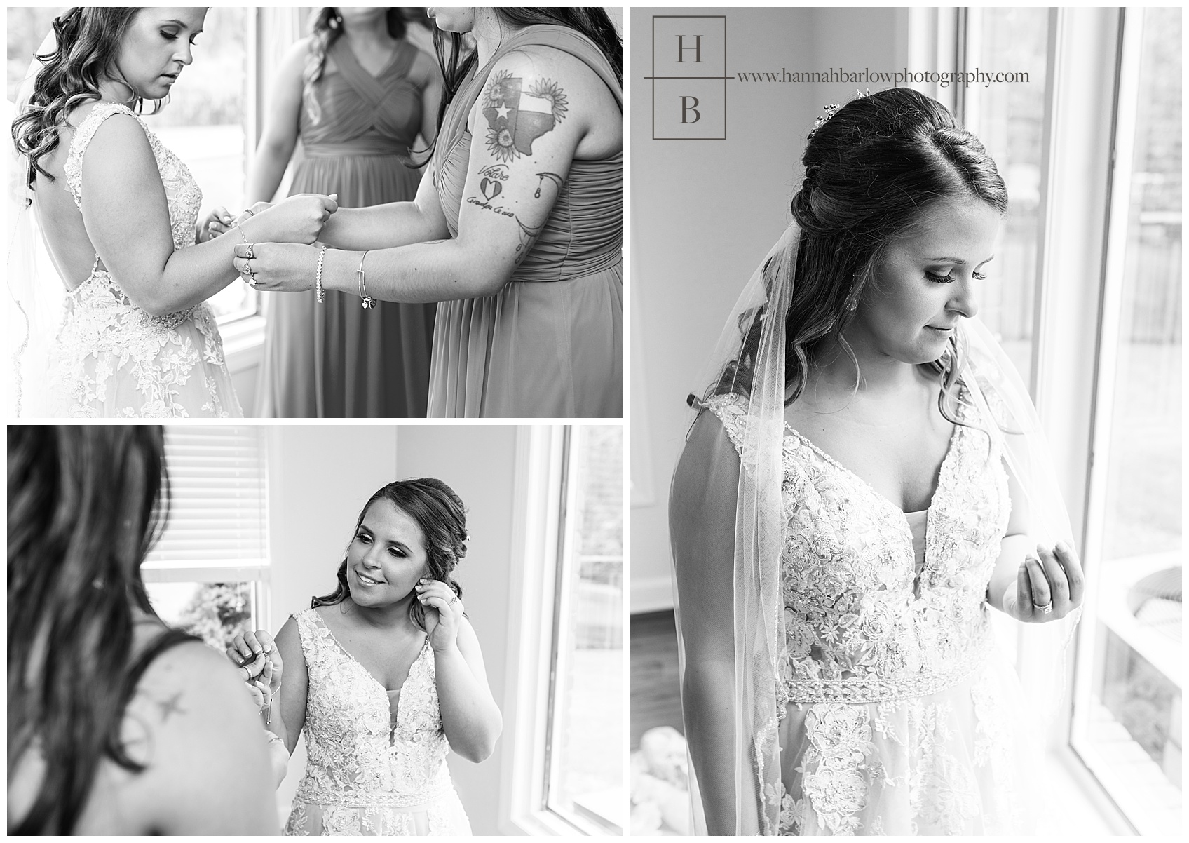 Black and White Bridal Getting Ready Detail Photos