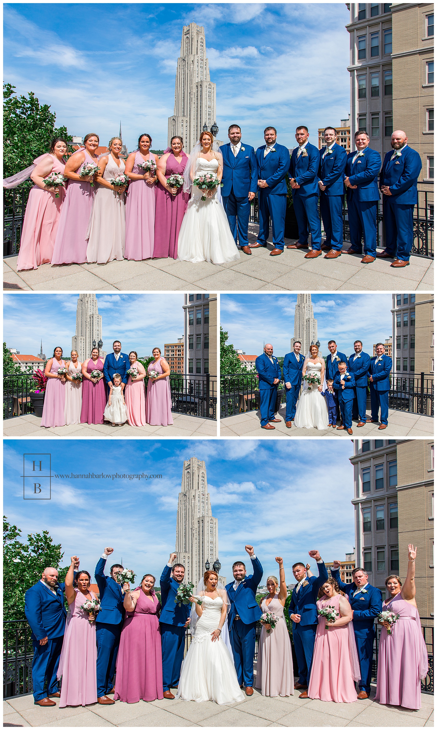 Bridal Party Photos on the Terrace of the University Club in Pittsburgh