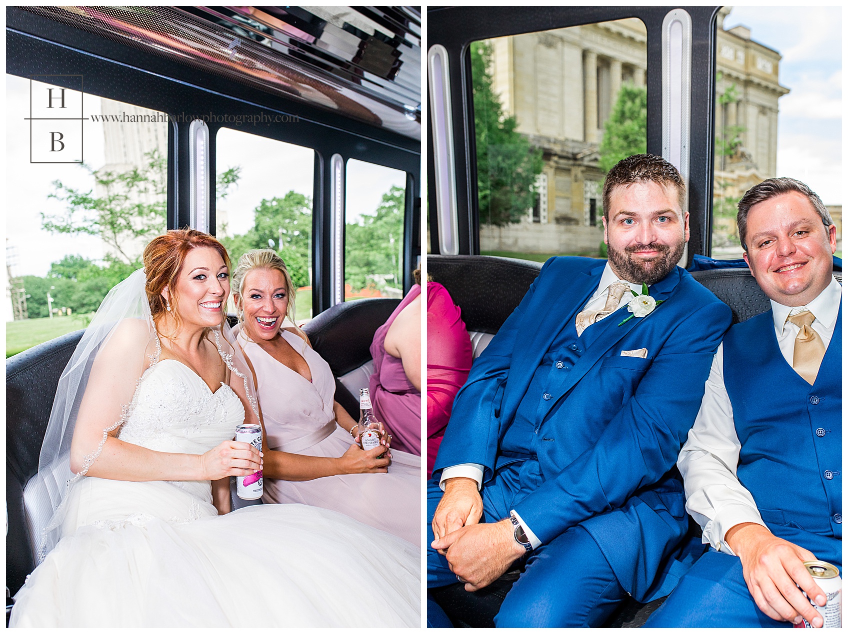 Pittsburgh Bride and Groom on Party Bus
