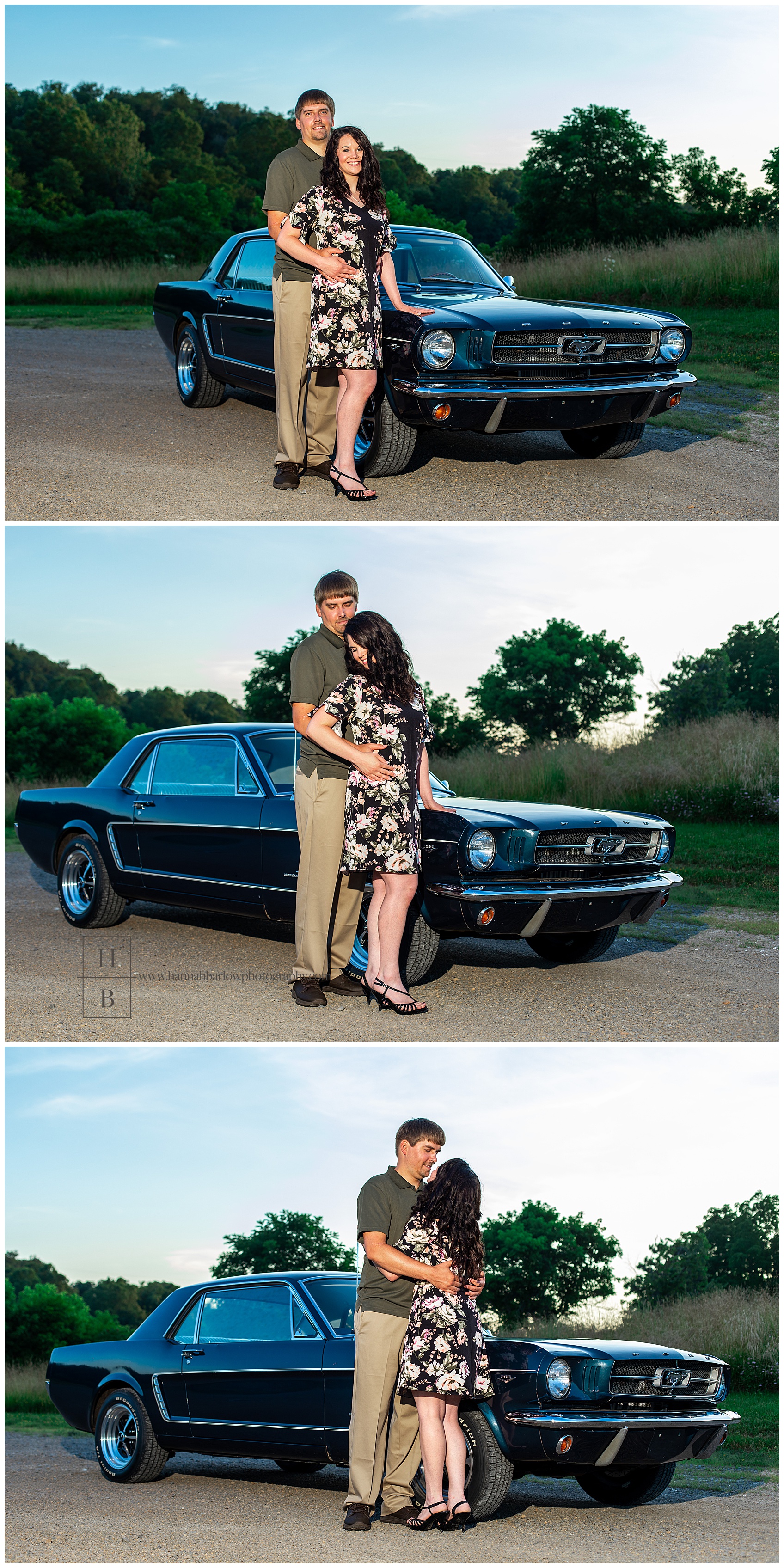 Vintage Mustang Engagement Photos at Sunset