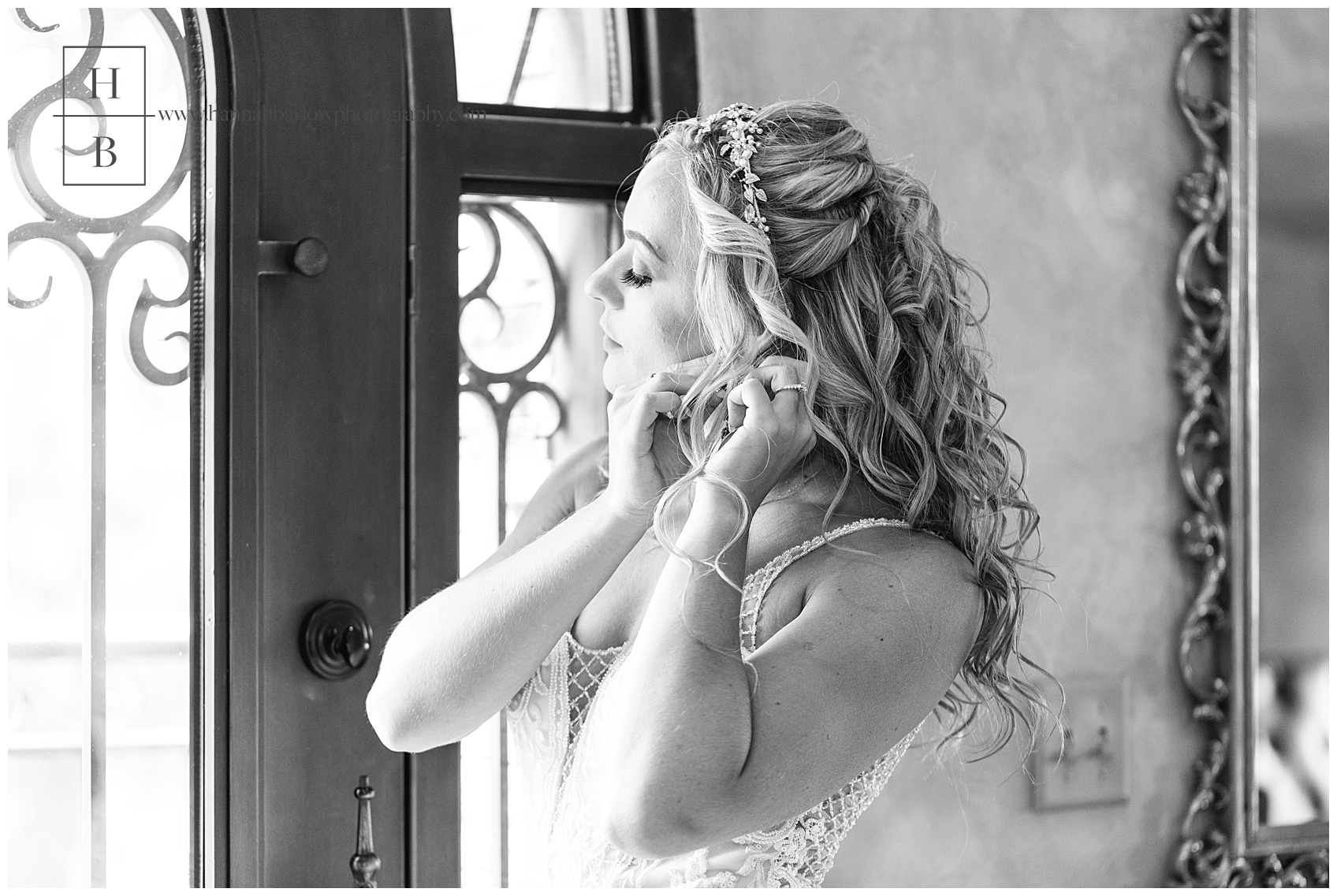 Bride Putting on Earrings at Bella Amore in Dennison Ohio