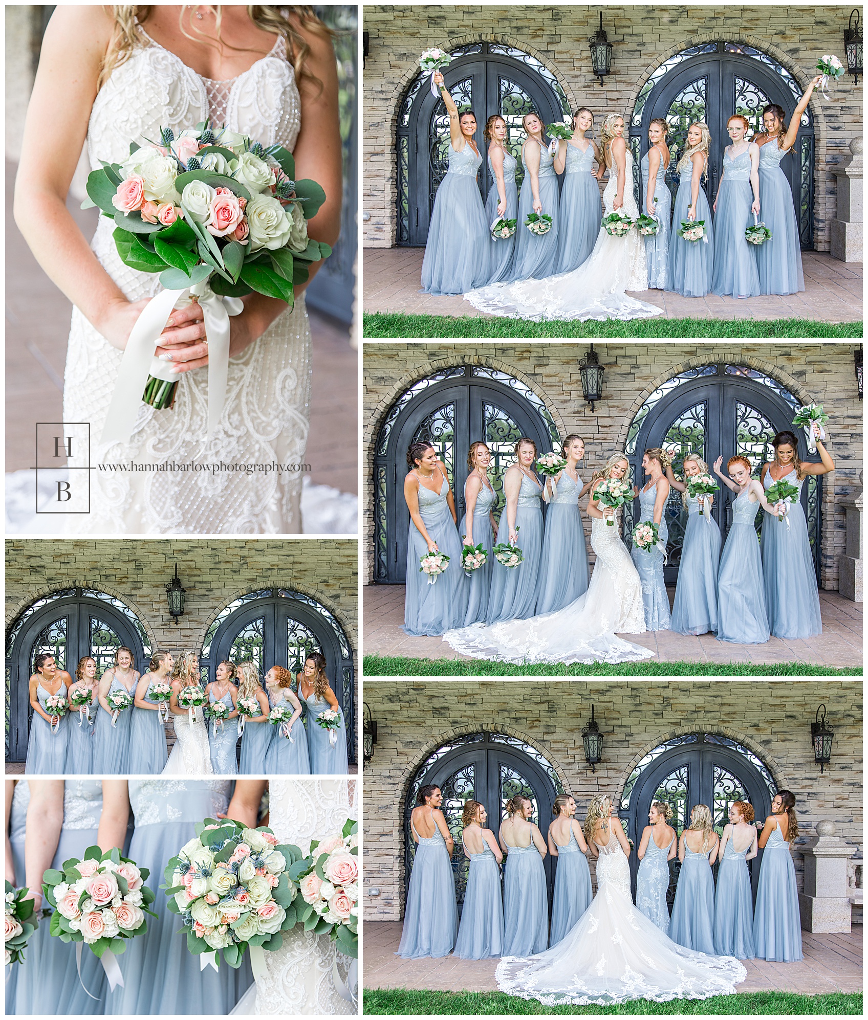 Bridesmaids Wearing Light Blue Dresses at Bella Amore in Dennison Ohio for Summer Wedding