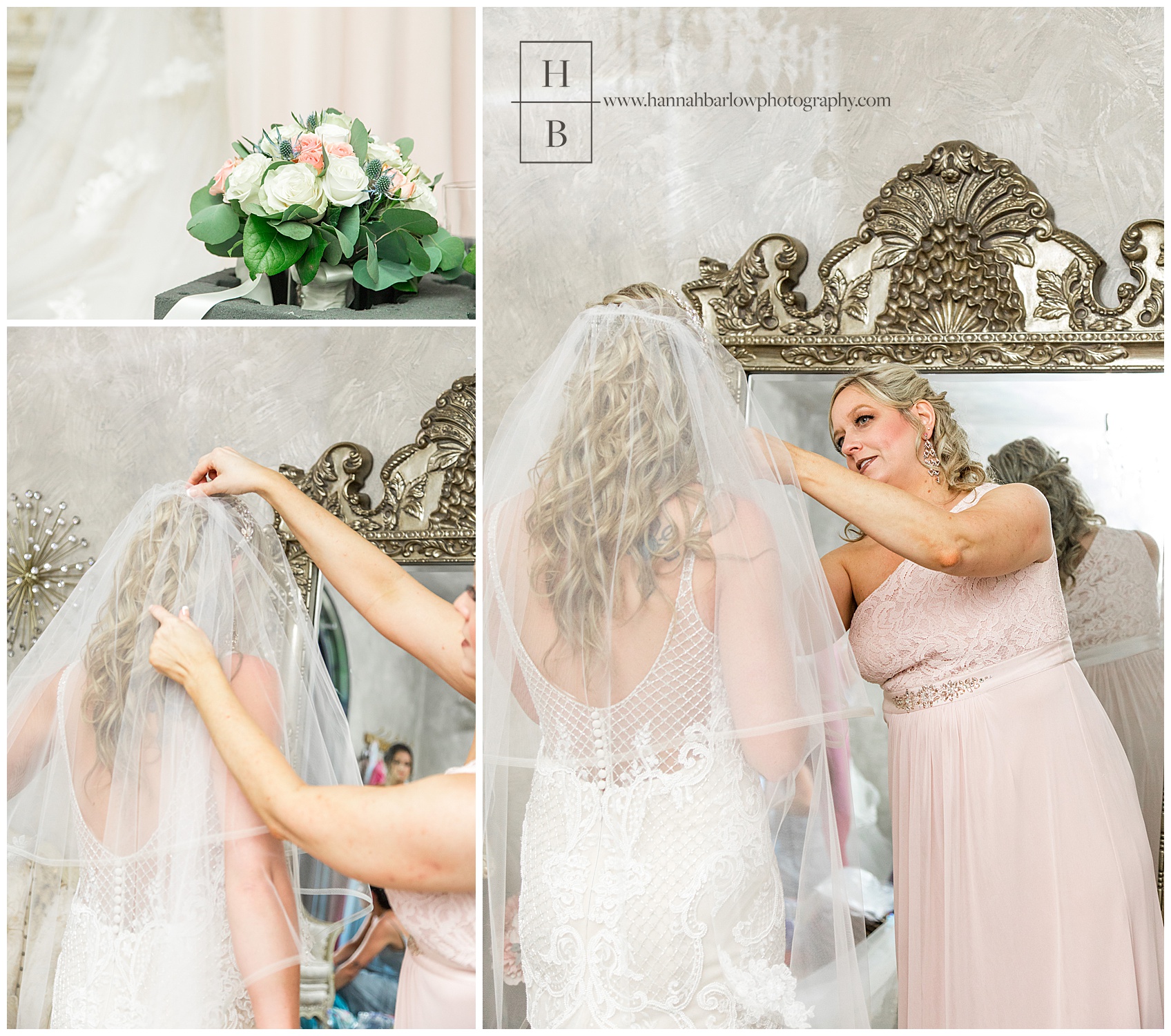 Mother Placing Veil on Bride at Bella Amore in Dennison Ohio