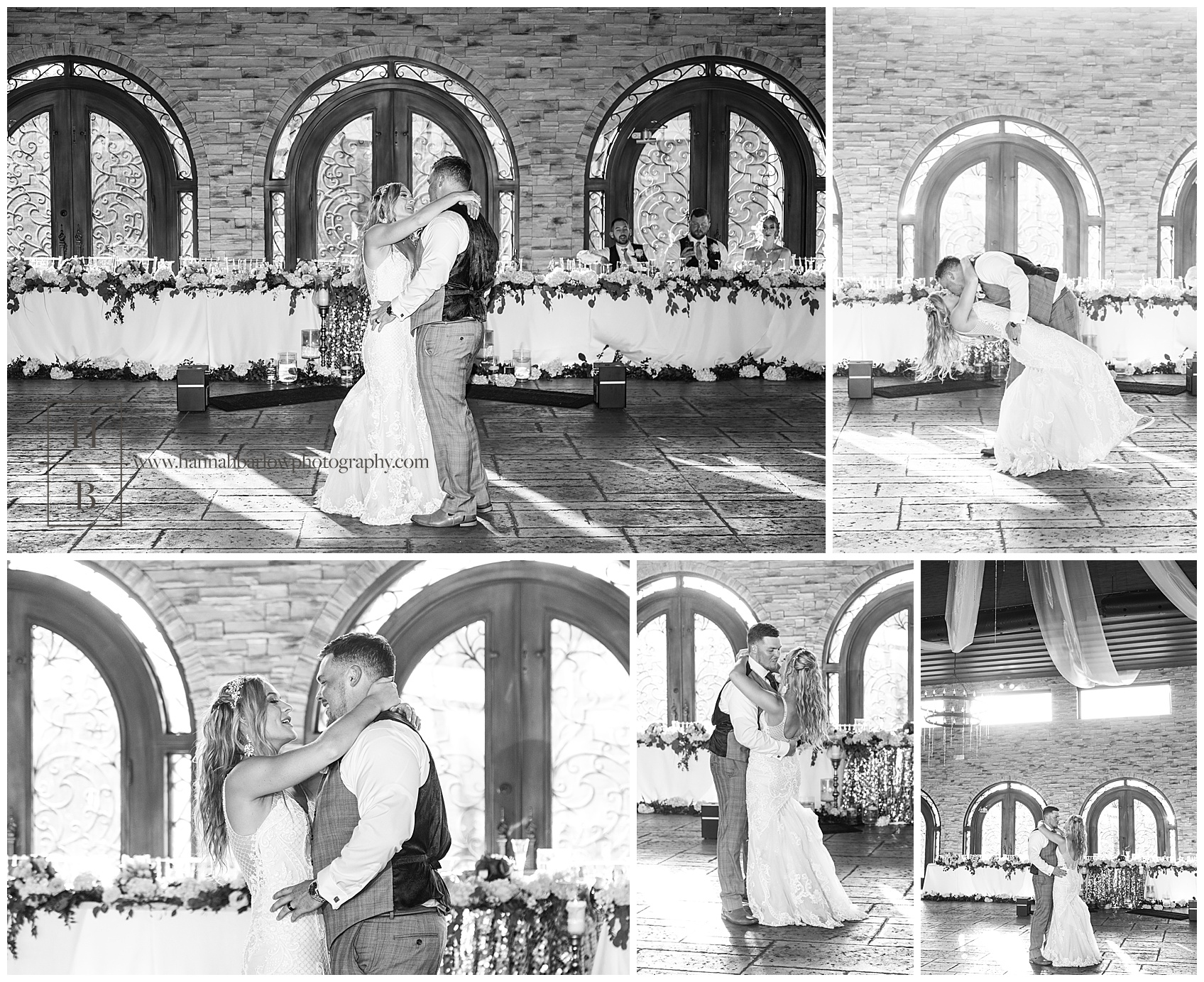 Bride and Groom First Dance at Bella Amore in Black and White