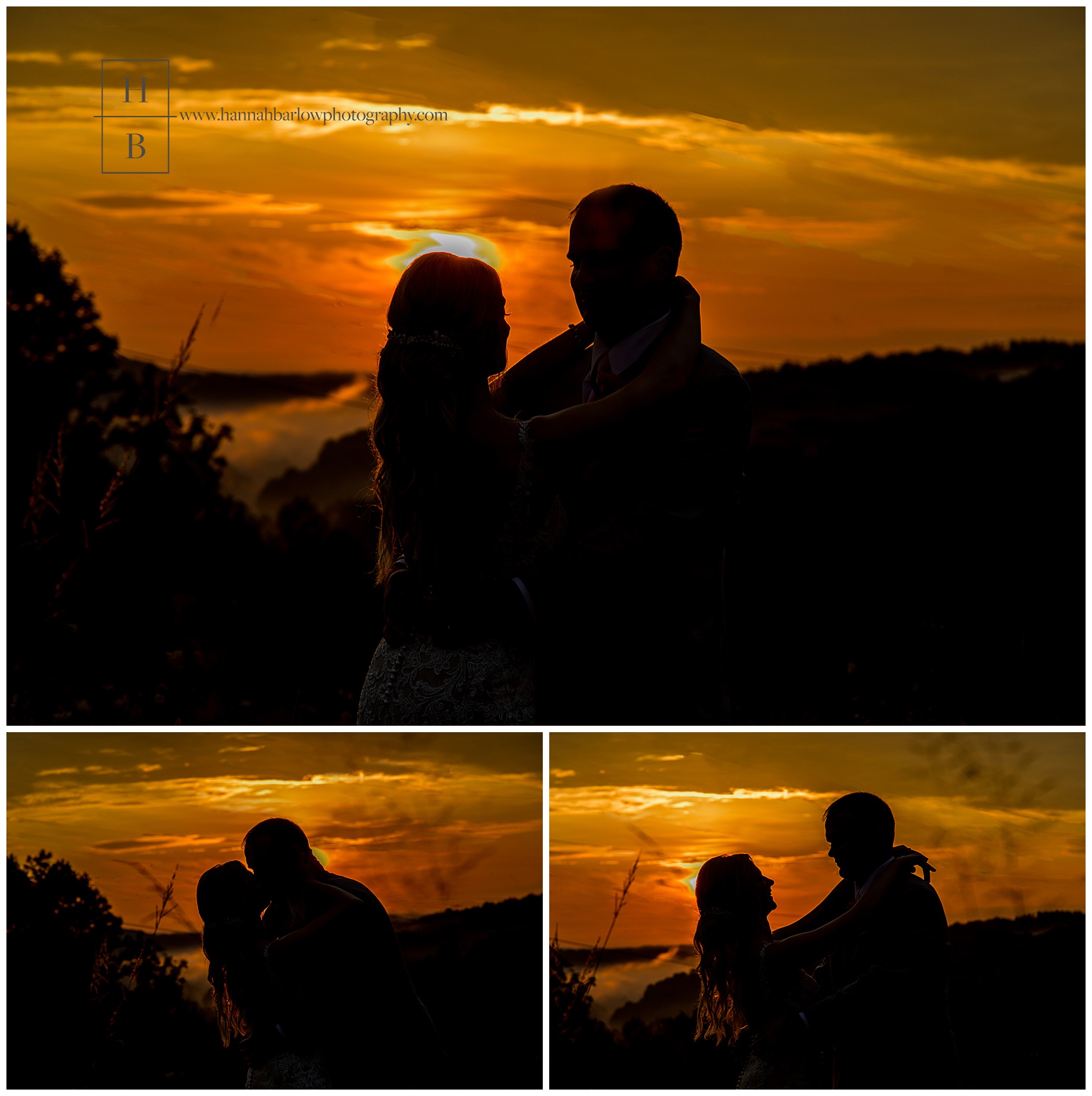 Bride and Groom Sunset Silhouette Photos