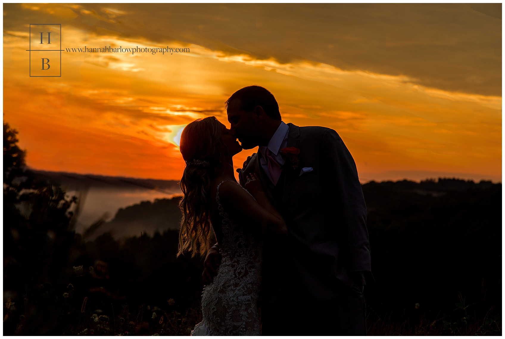 Bride and Groom Sunset Silhouette Photos