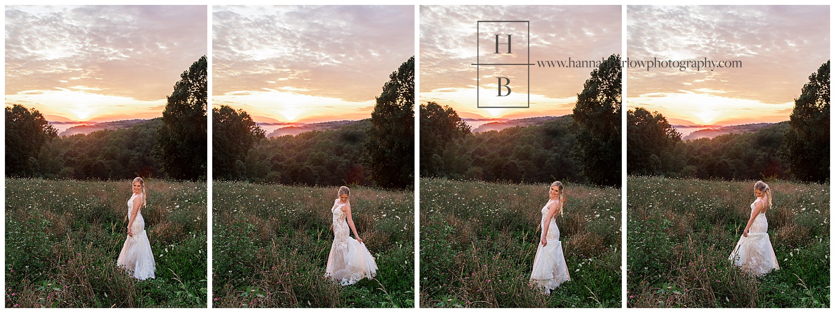 Bride Sunset Photos at The Barn on Enchanted Acres