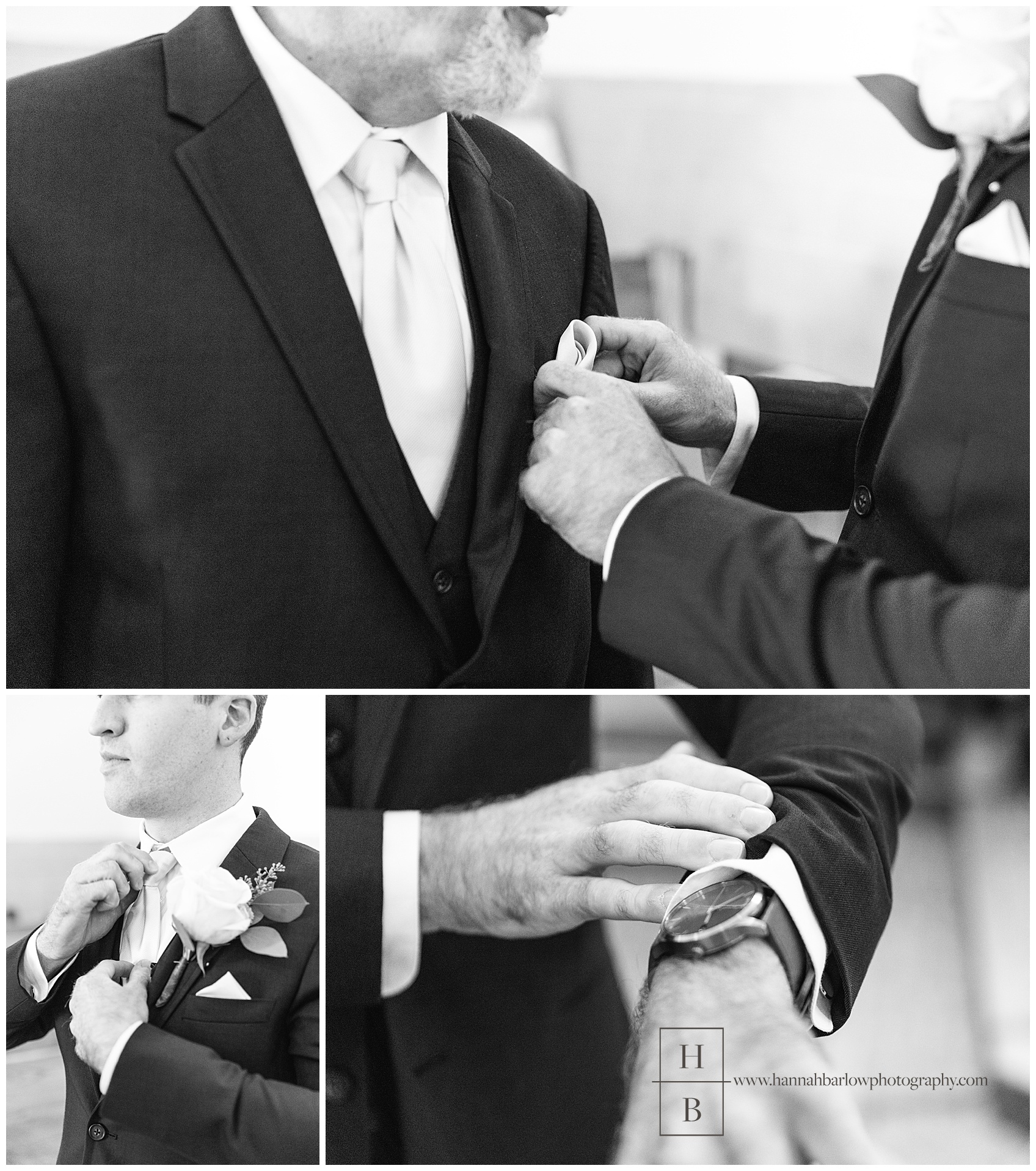 Black and White Photos of the Groom Getting Ready