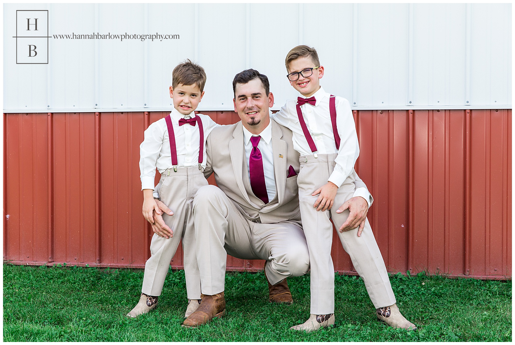 Grooms with Sons at Heaven Sent Farms