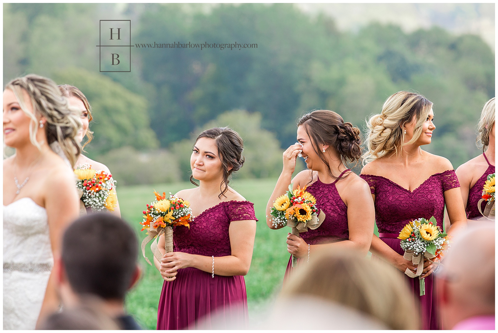 Bridesmaids Crying During Ceremony at Heaven Sent Farms