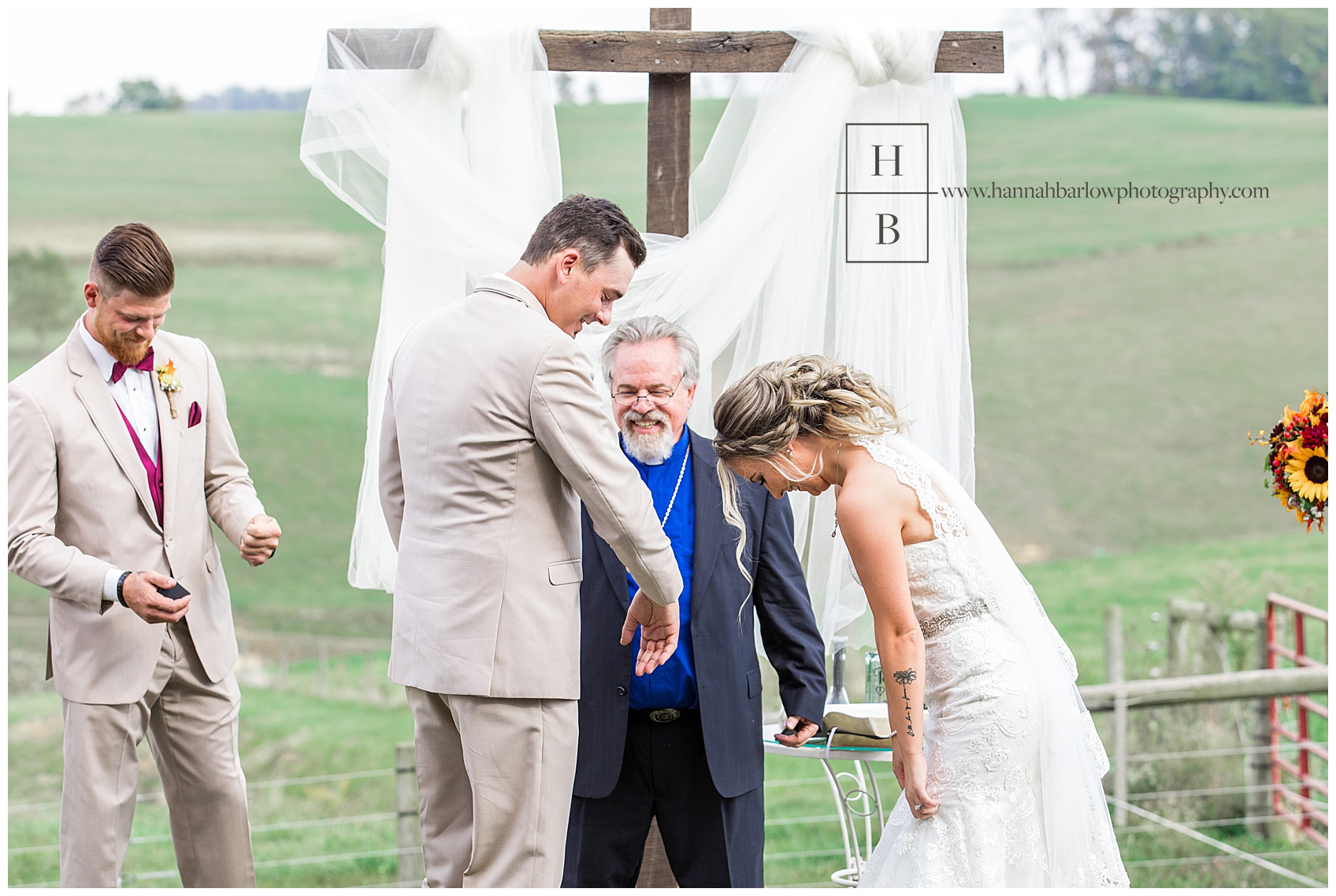 Wedding Couple Laughing at Heaven Sent Farms