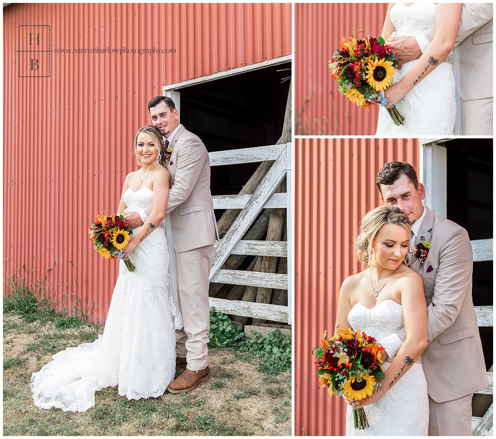Bride and Groom Formal Wedding Fall Photos at Heaven Sent Farms