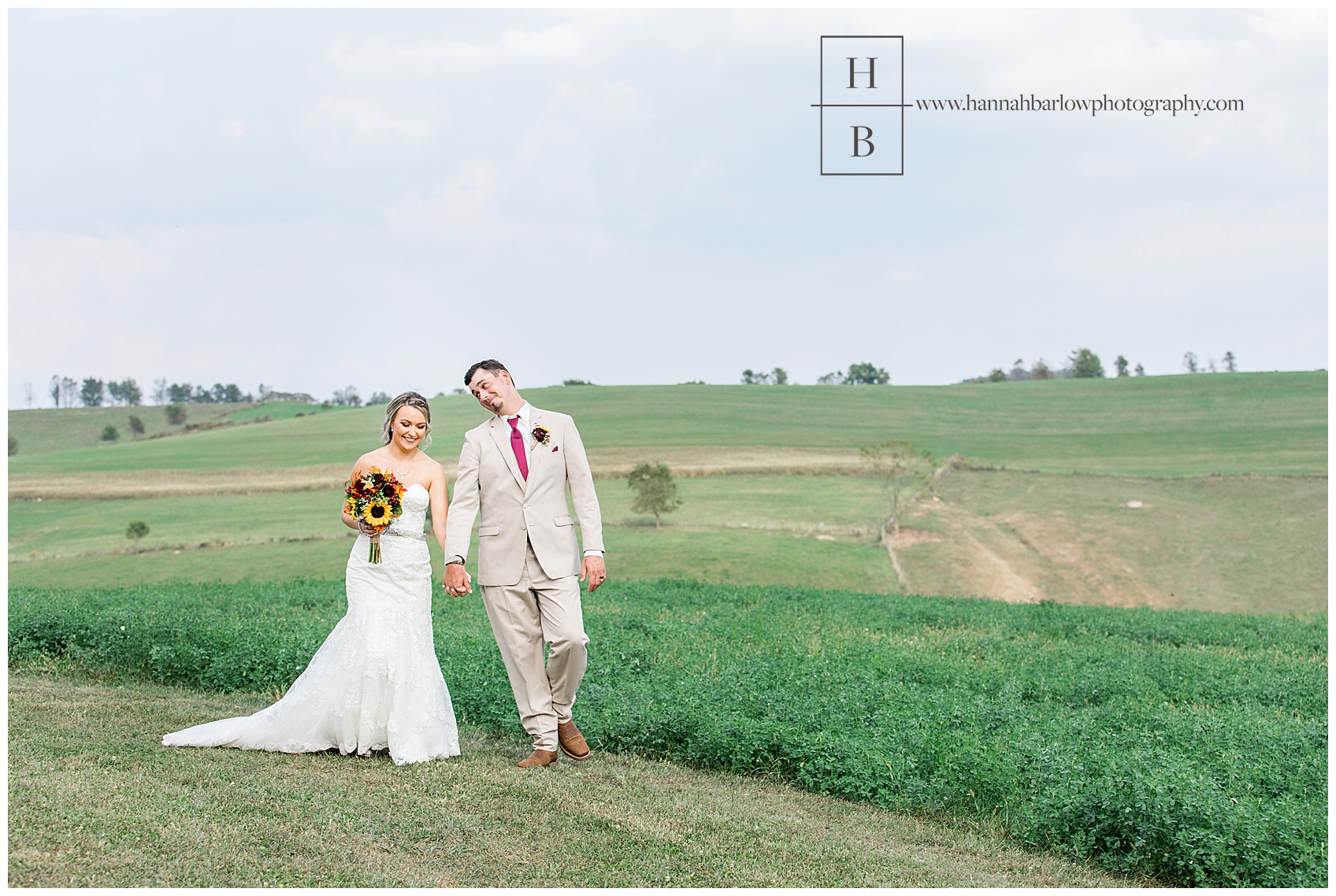 Bride and Groom Walking at Heaven Sent Farms