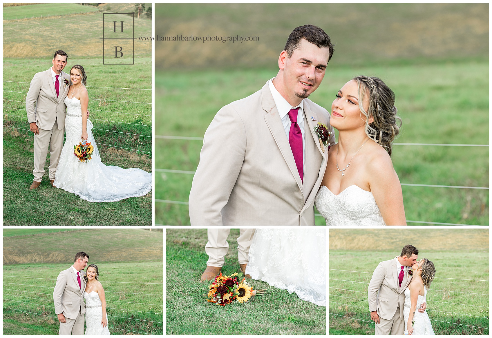 Bride and Groom by Fence Heaven Sent Farms Wedding Photos