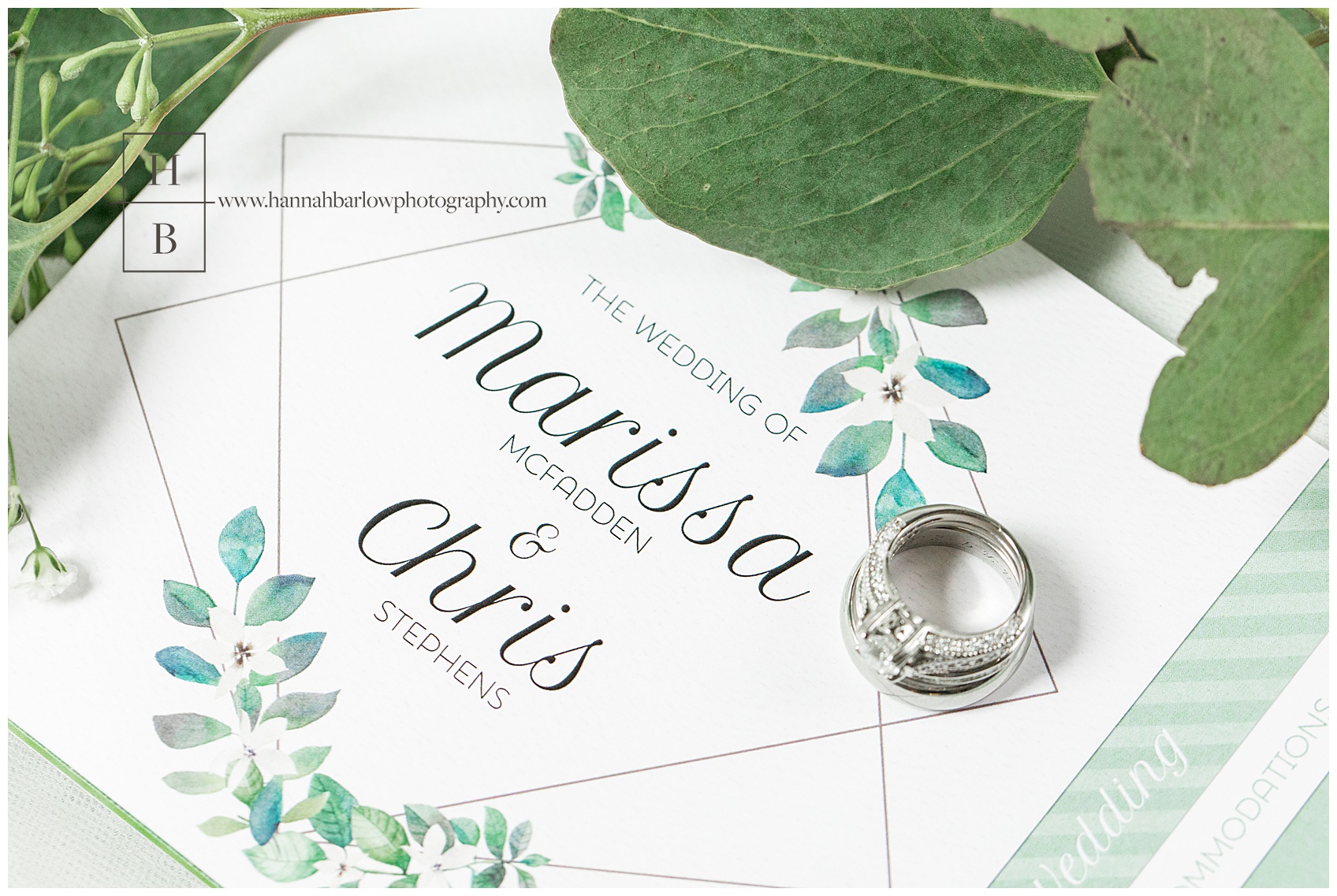 Green and White Romantic Wedding Invitation