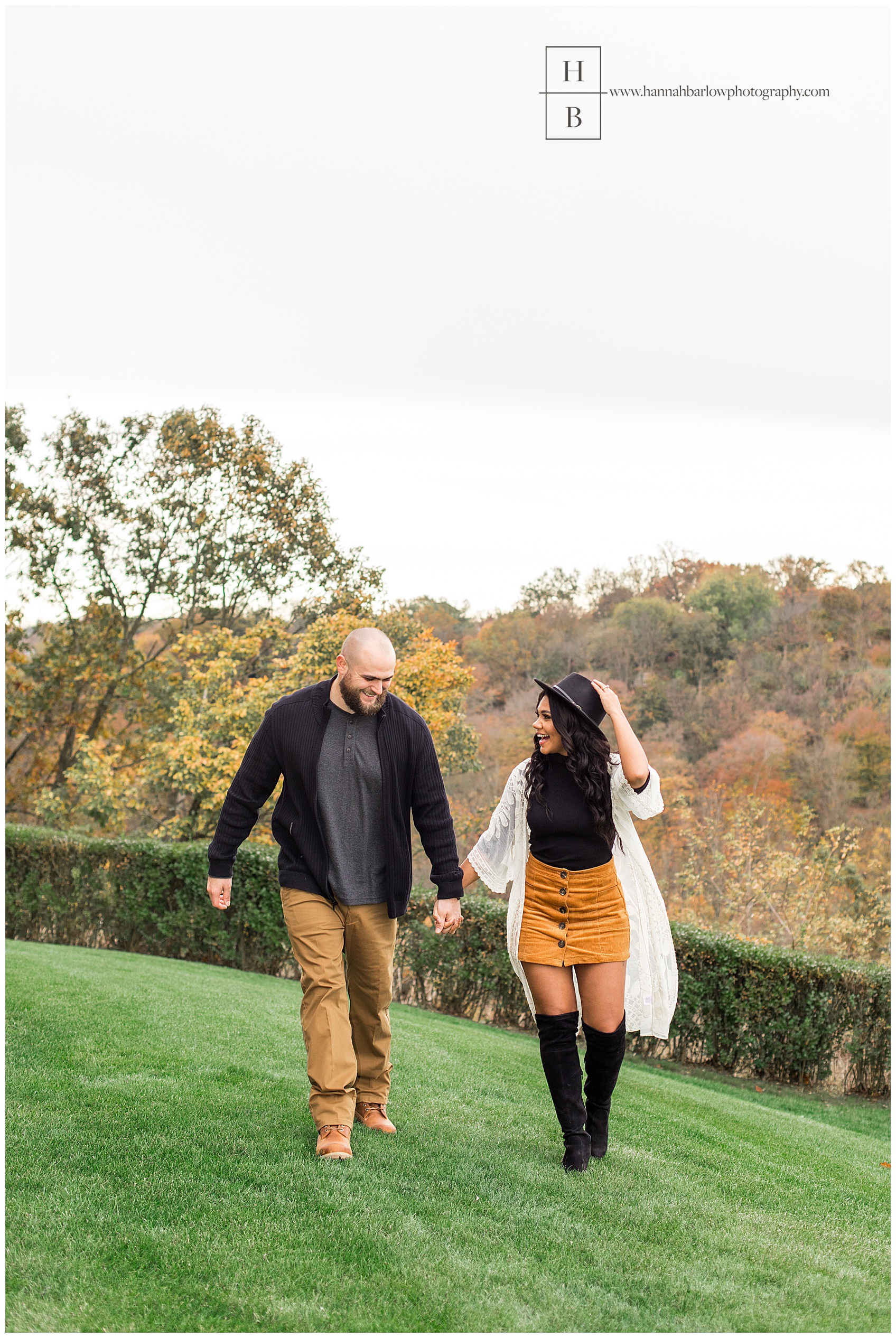 Couple Walking at Williams Country Club for Fall Engagement Photos