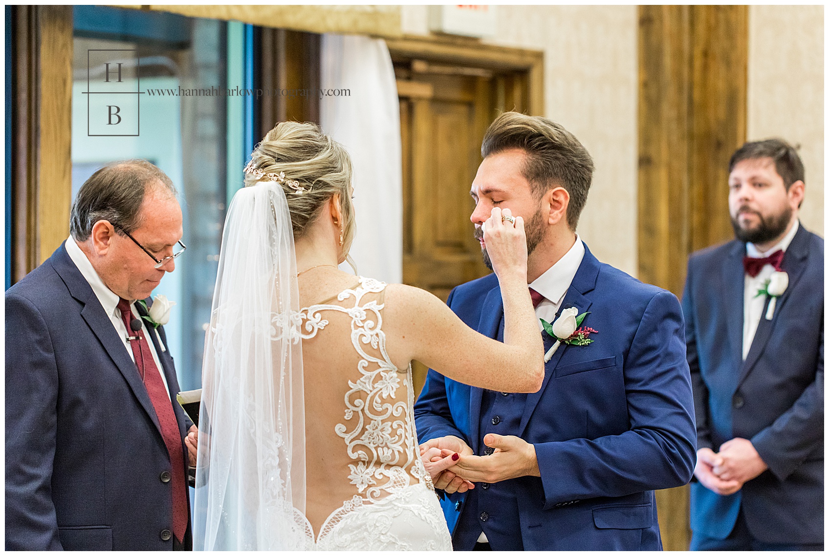 Bride Wiping Grooms' Tears at Sunday Oglebay Wedding