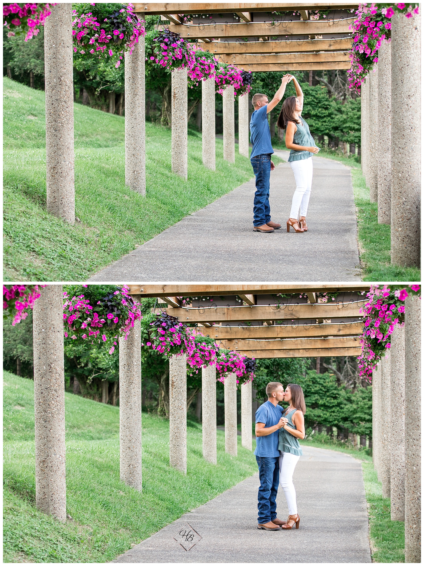 Oglebay Engagement Photos with Pink and Purple Flowers