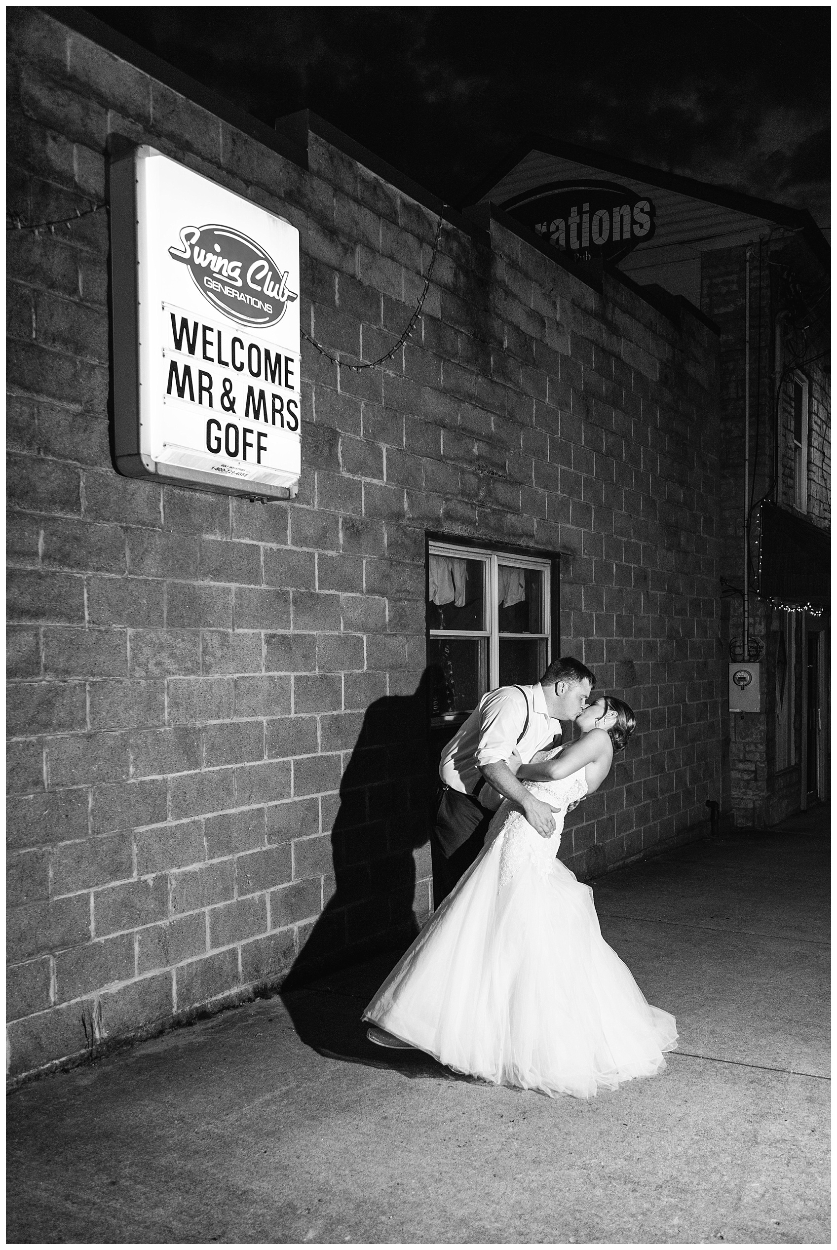 Black and White Wedding Photo Outside River City