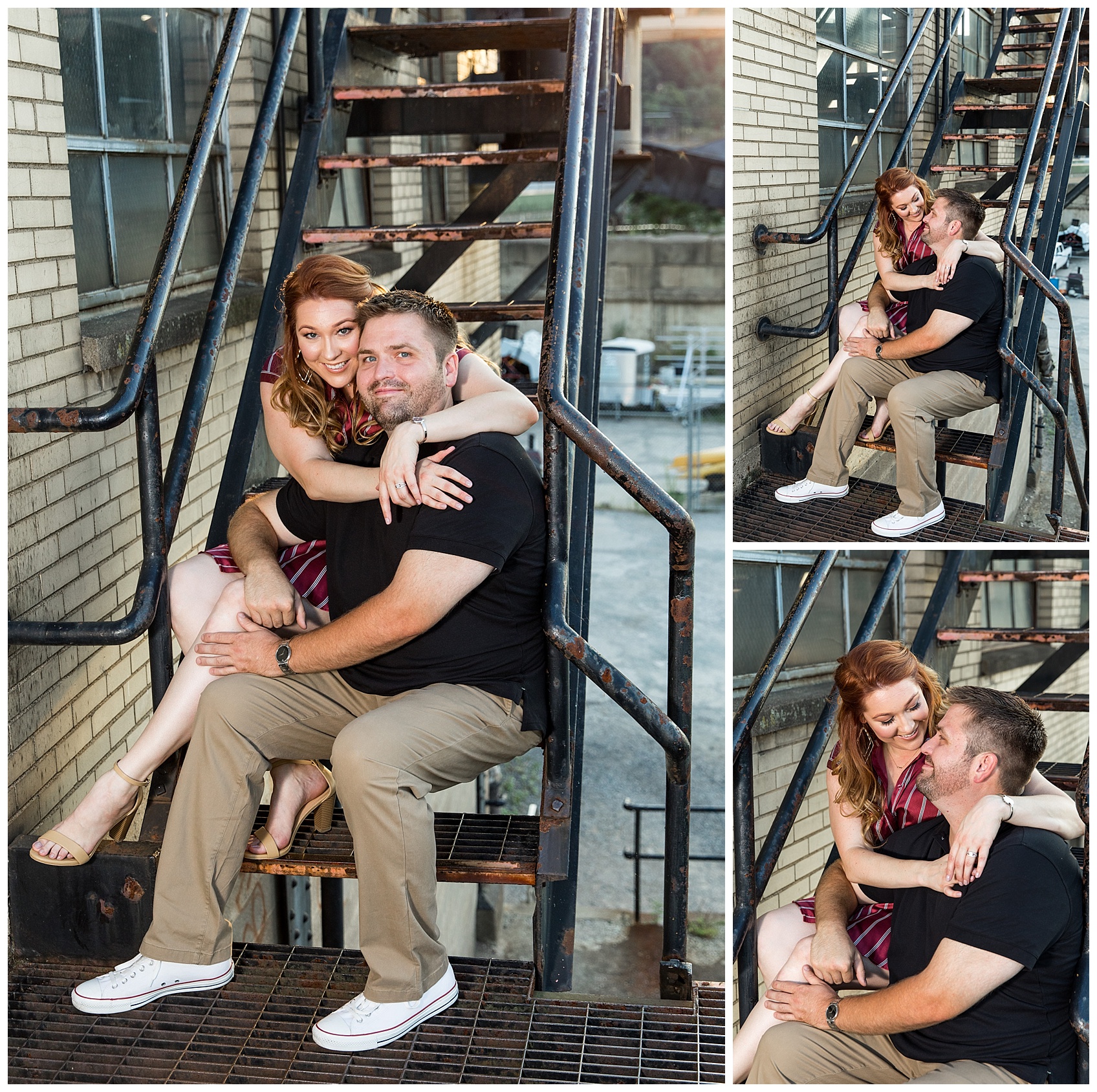 City Engagement Photos on Stairs