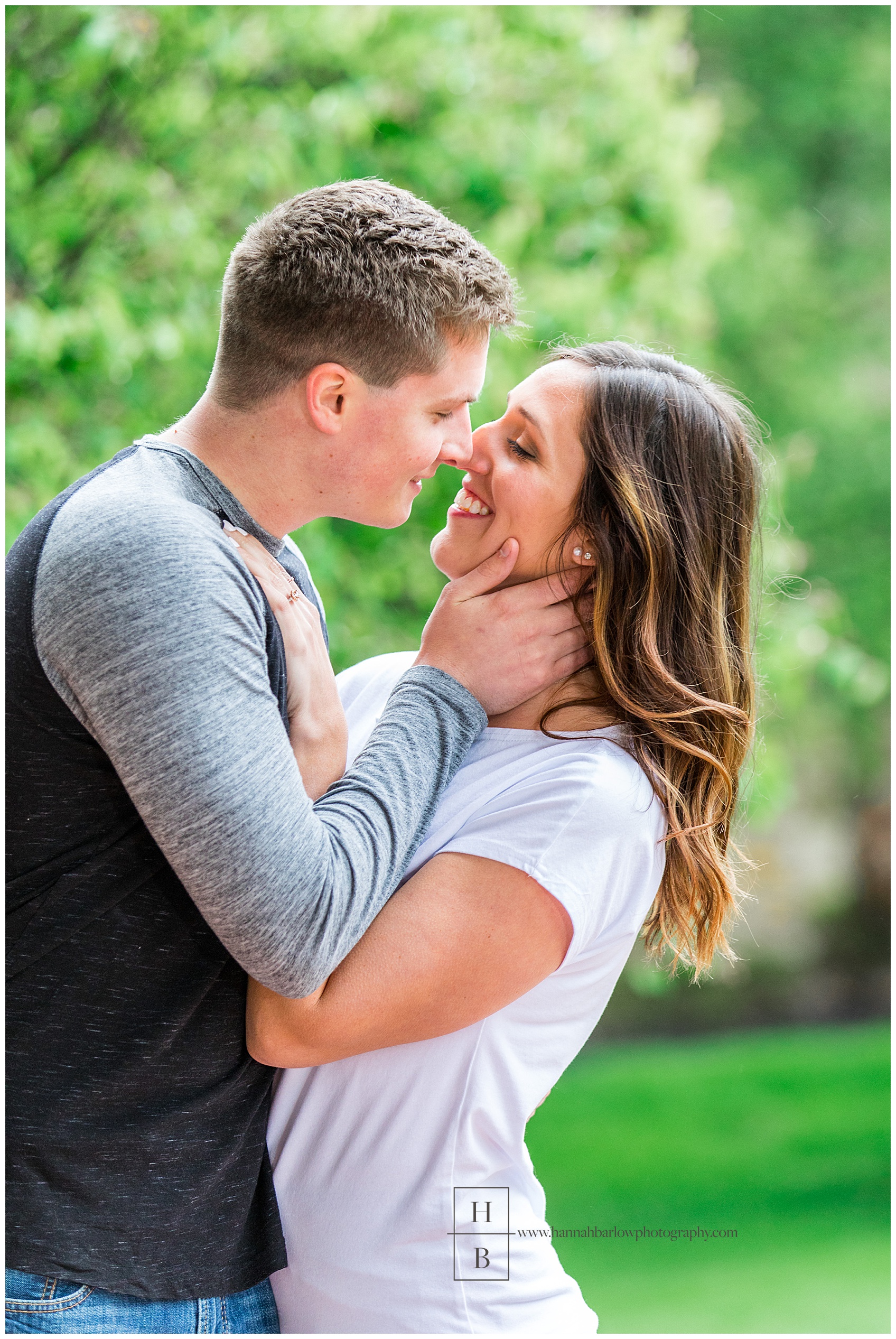 Engagement Photos with Spring Green Foliage