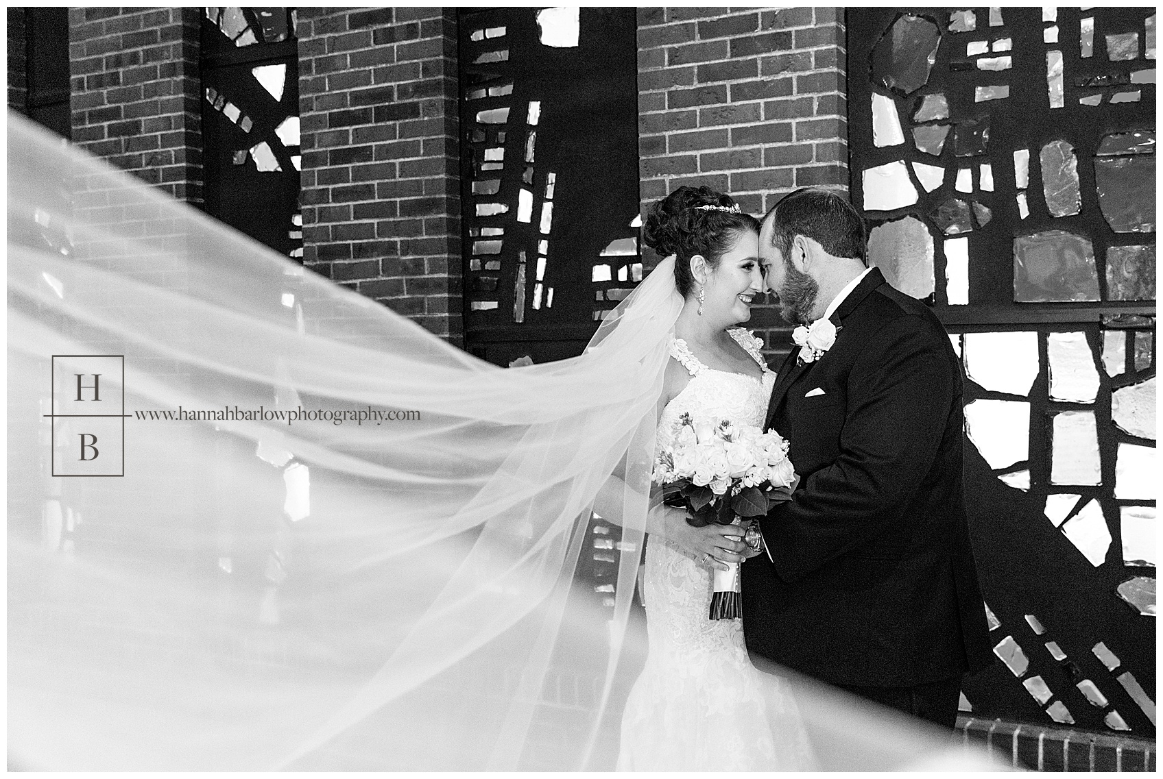 Black and White Wedding Couple Photo at St. Paul Church in Weirton WV