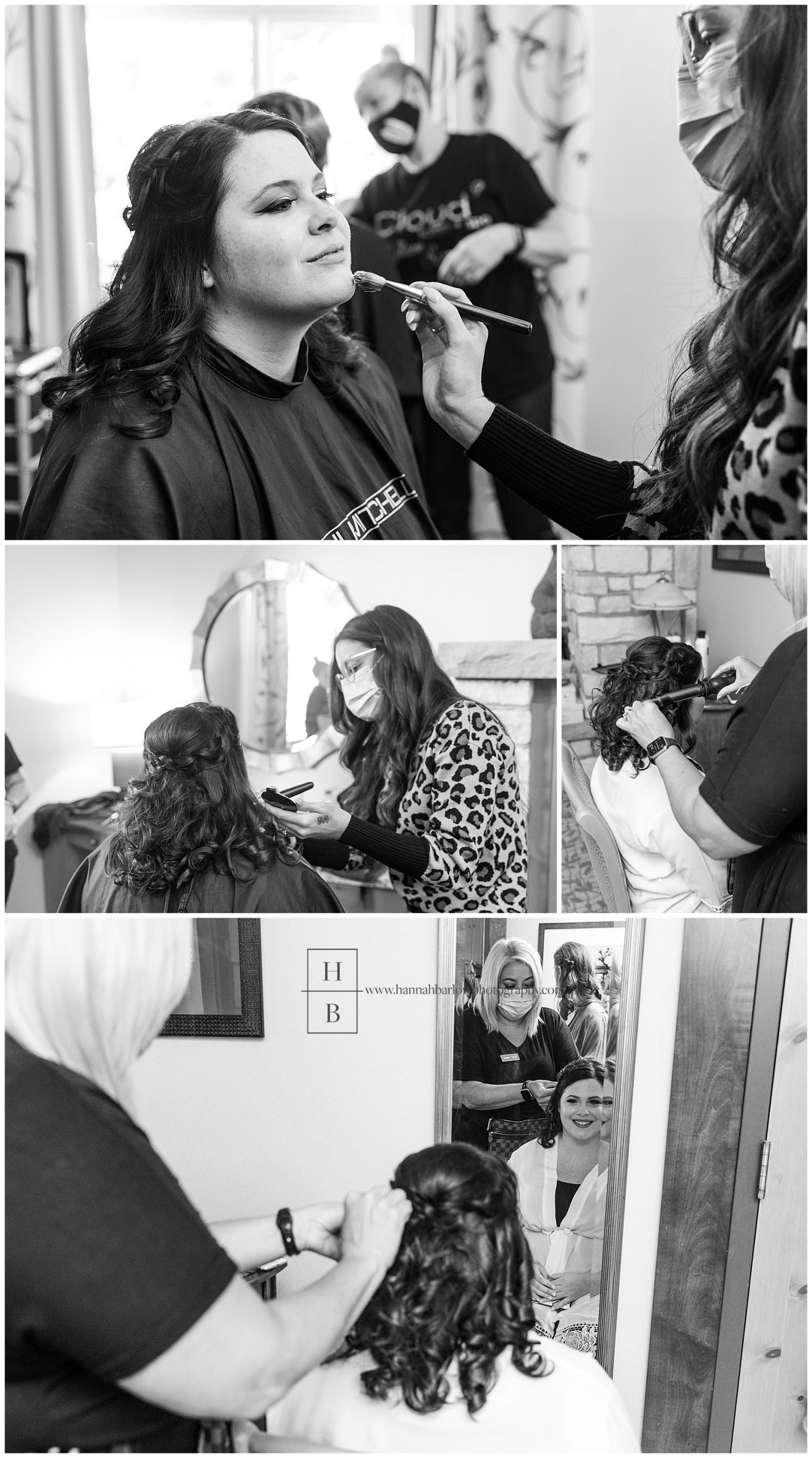 Black and White Photo of Bride Getting Ready At Oglebay Lodge