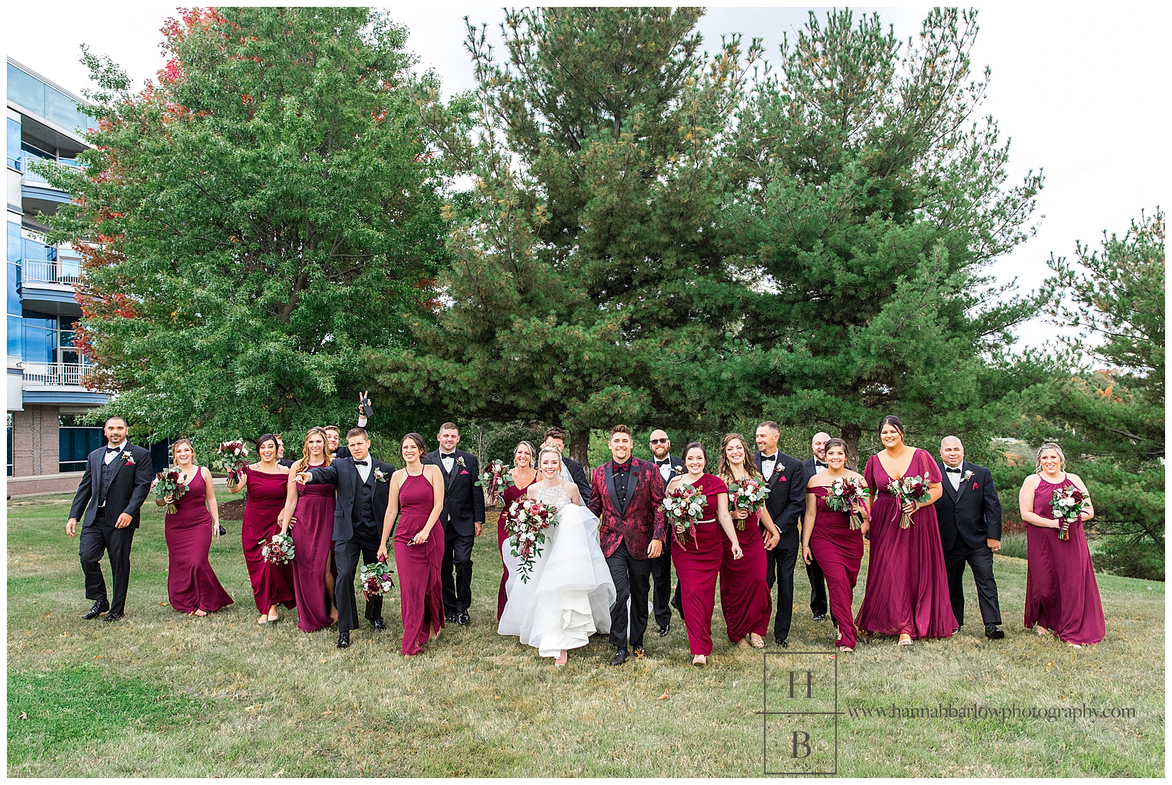 Large Bridal Party Walking in Canonsburg, PA