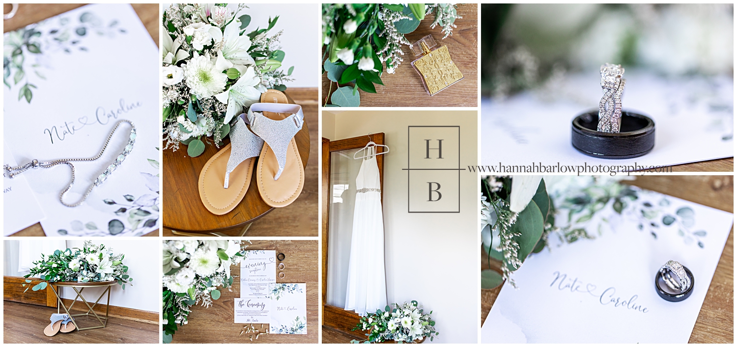 Bridal details with greenery
