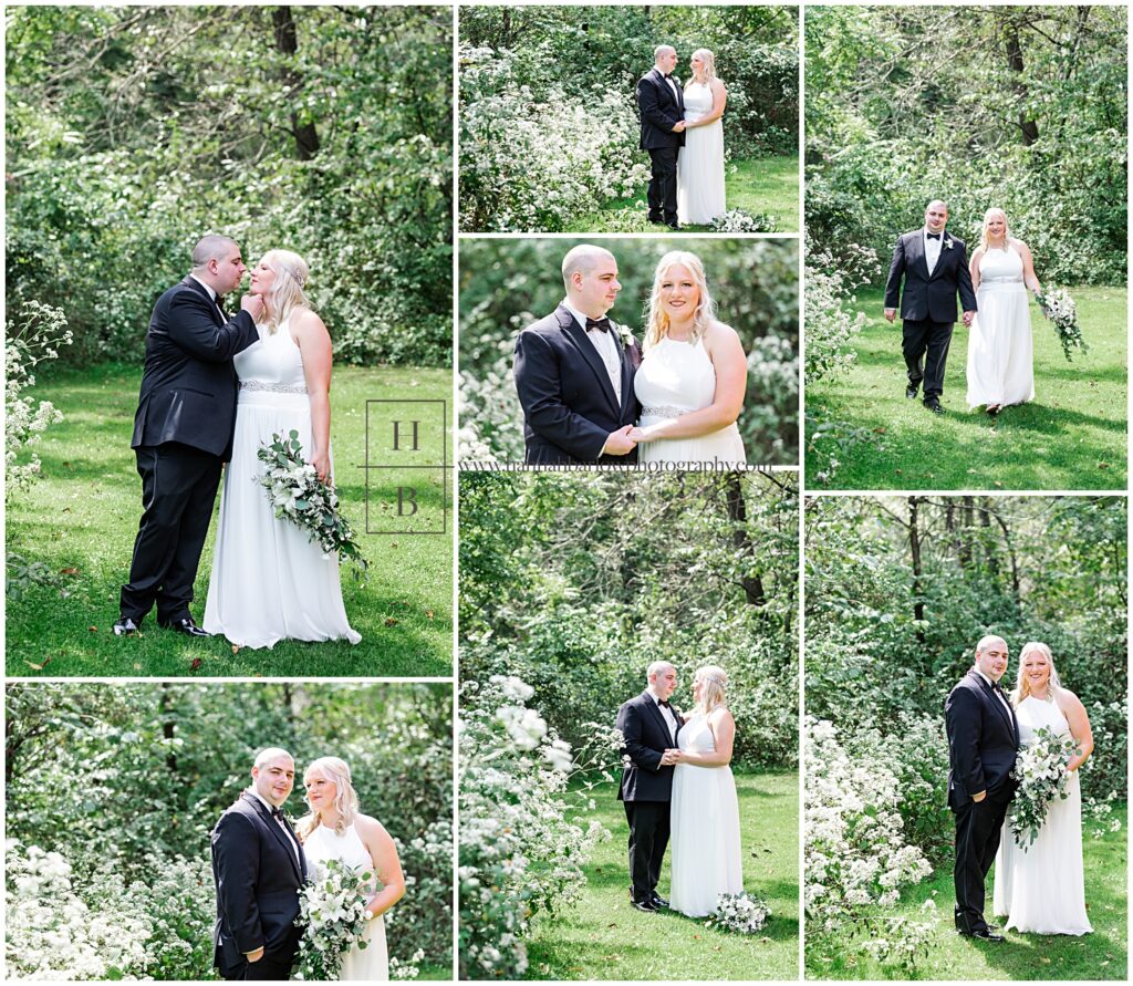 Bride and Groom wedding photos with Queen Anne's Lace Flowers