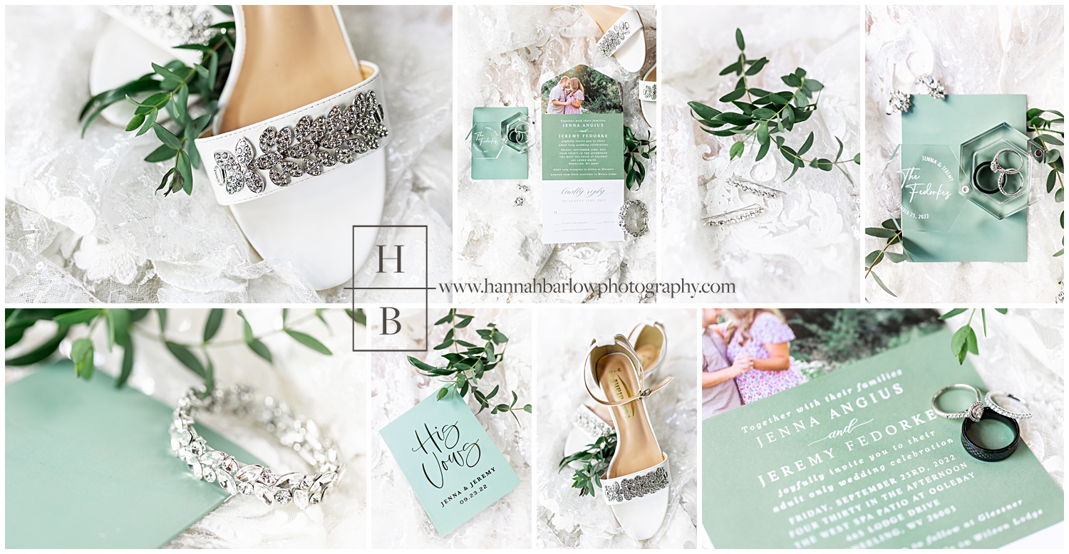 Collage of Sage Green Wedding Details