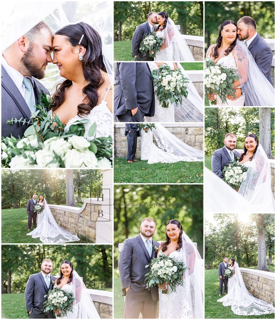 Bride and Groom Wedding Photos by Stone Wall