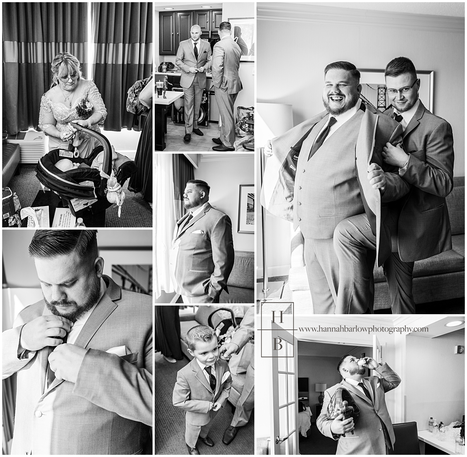 Black and White Images of Men Getting Ready at Weirton Holiday Inn
