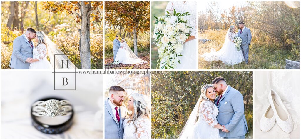 Fall Photo Collage of Bride and Groom