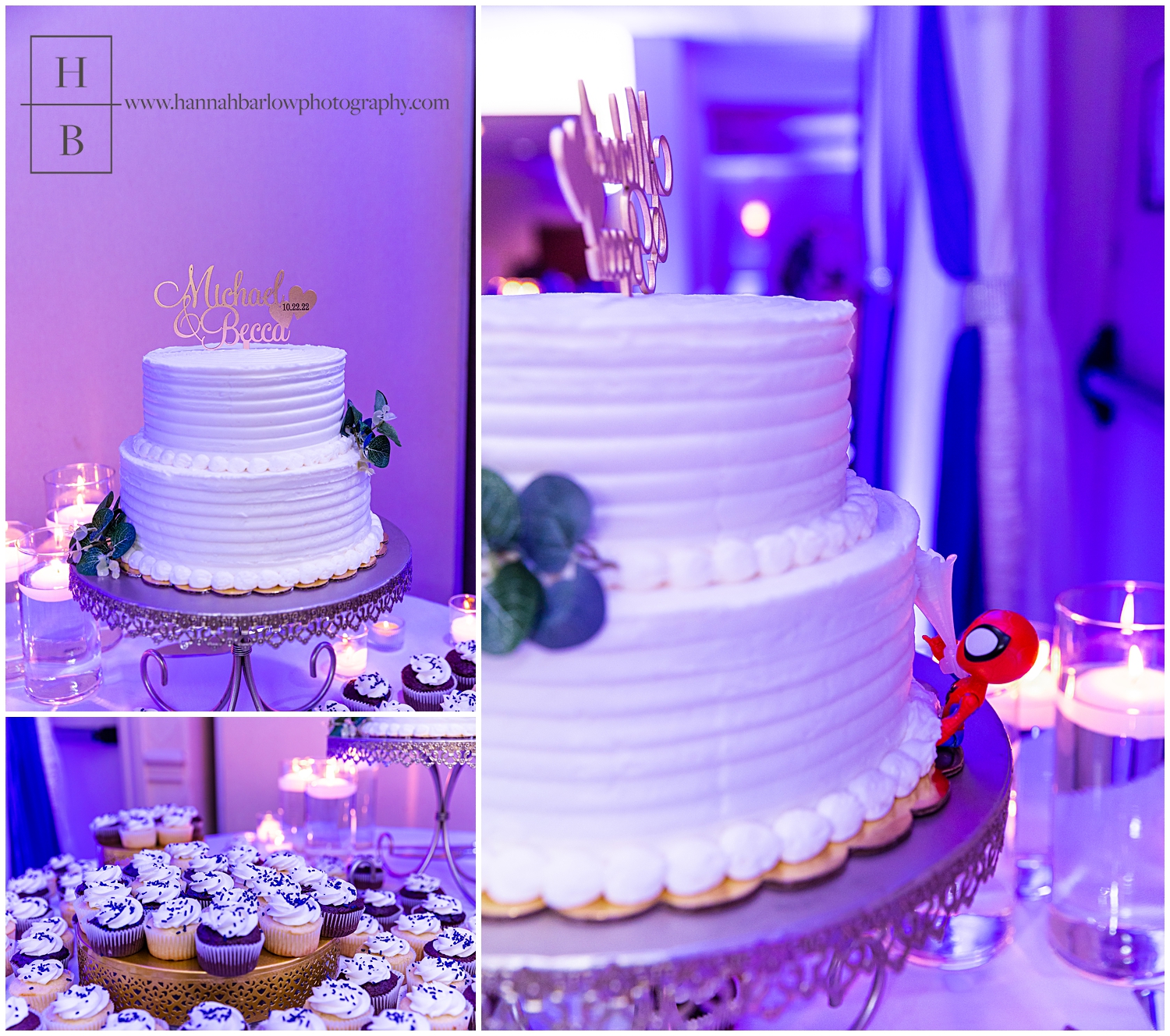 Wedding Cake Photos with Purple Background