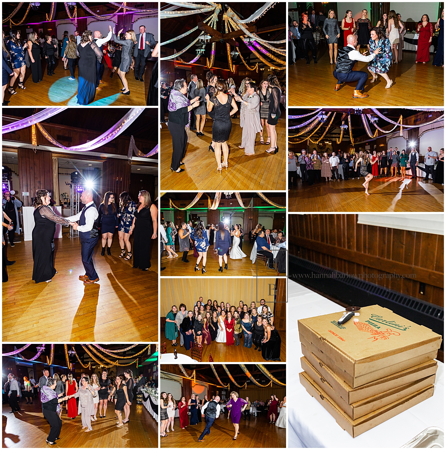 Wedding reception dancing collage in Oglebay's Pine Room.