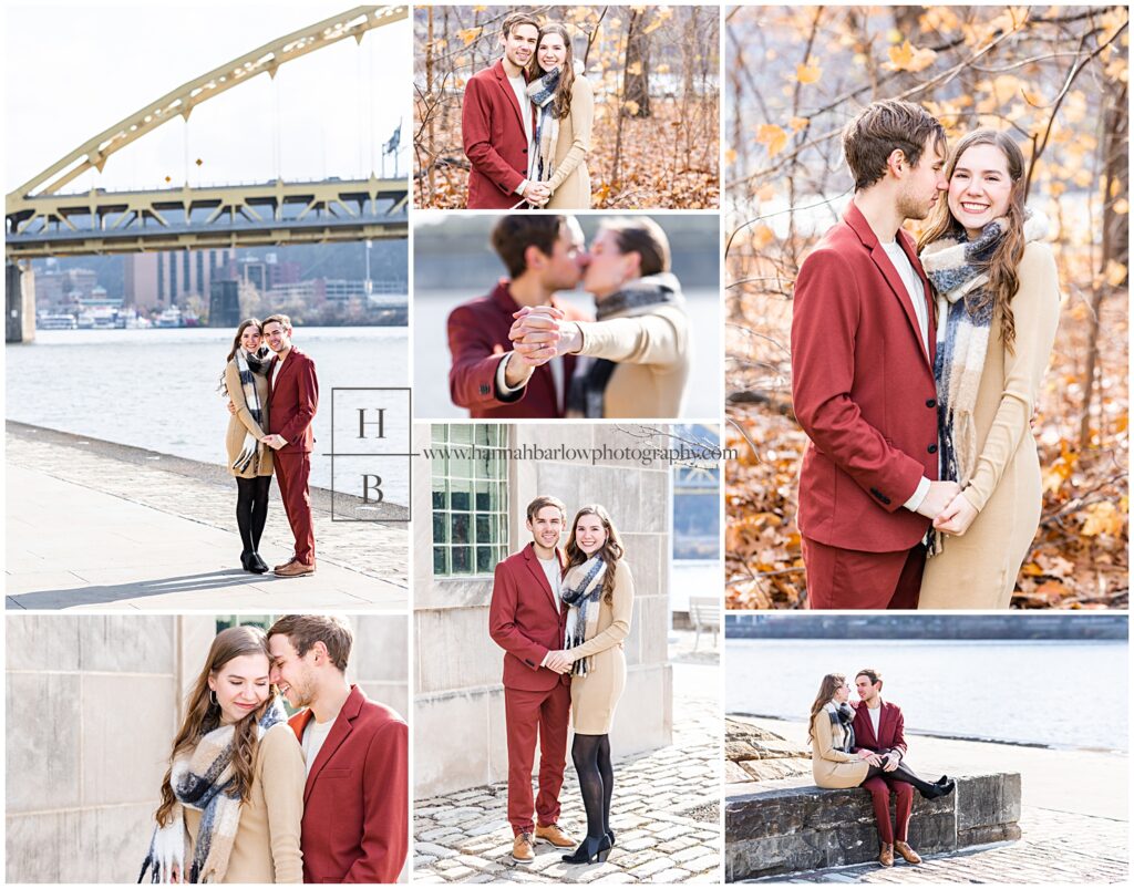Fall collage of a couple's engagement photos in Pittsburgh PA