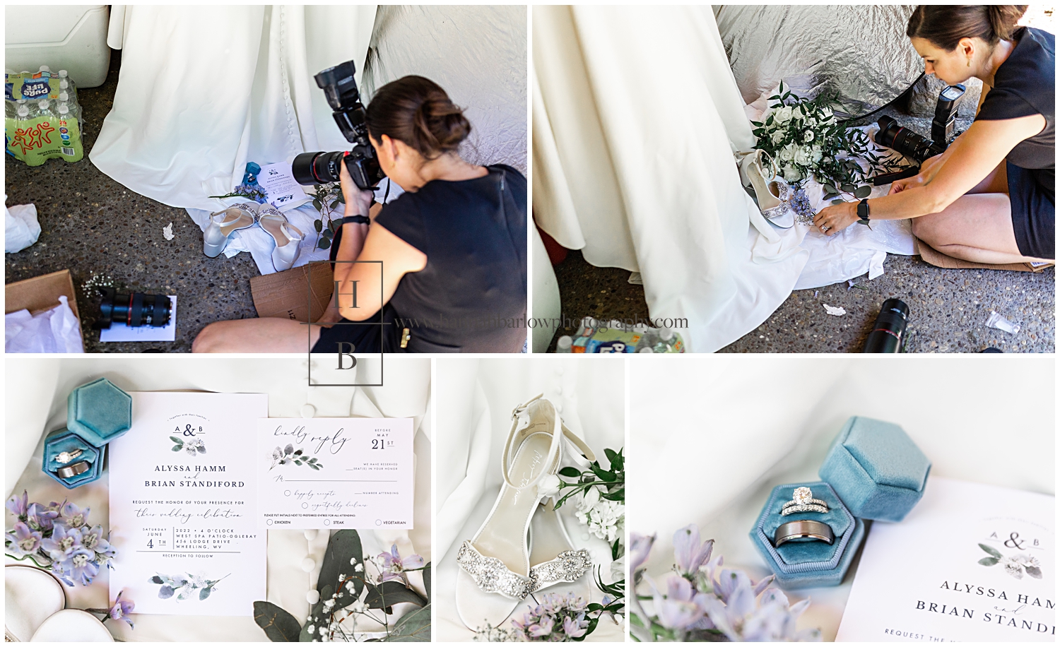Wedding photographer taking photos of bridal details