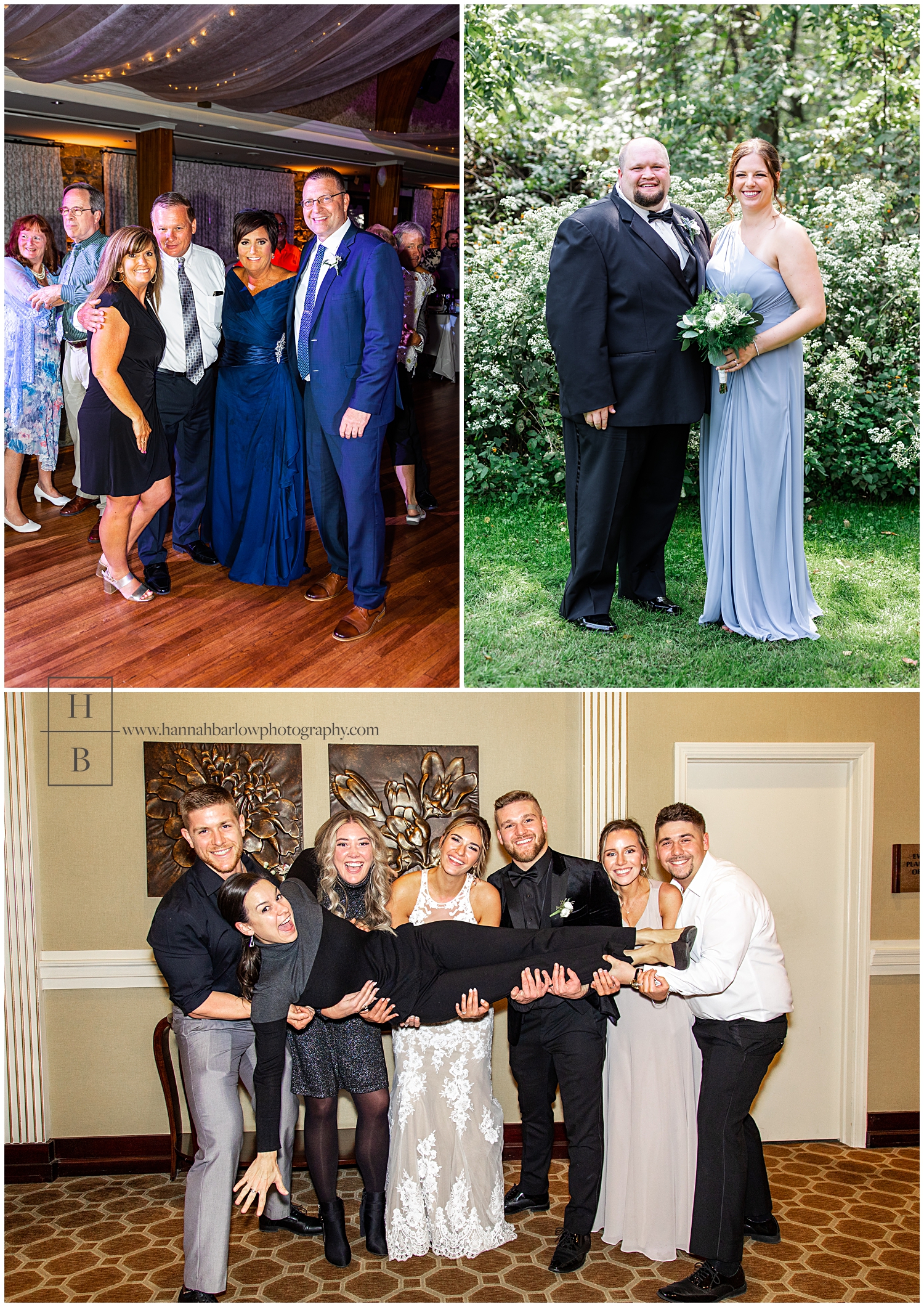 Collage of wedding guests and family members