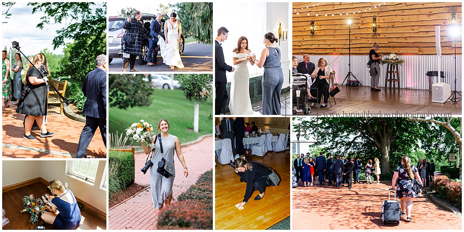 Wedding photographers' collage of carrying things