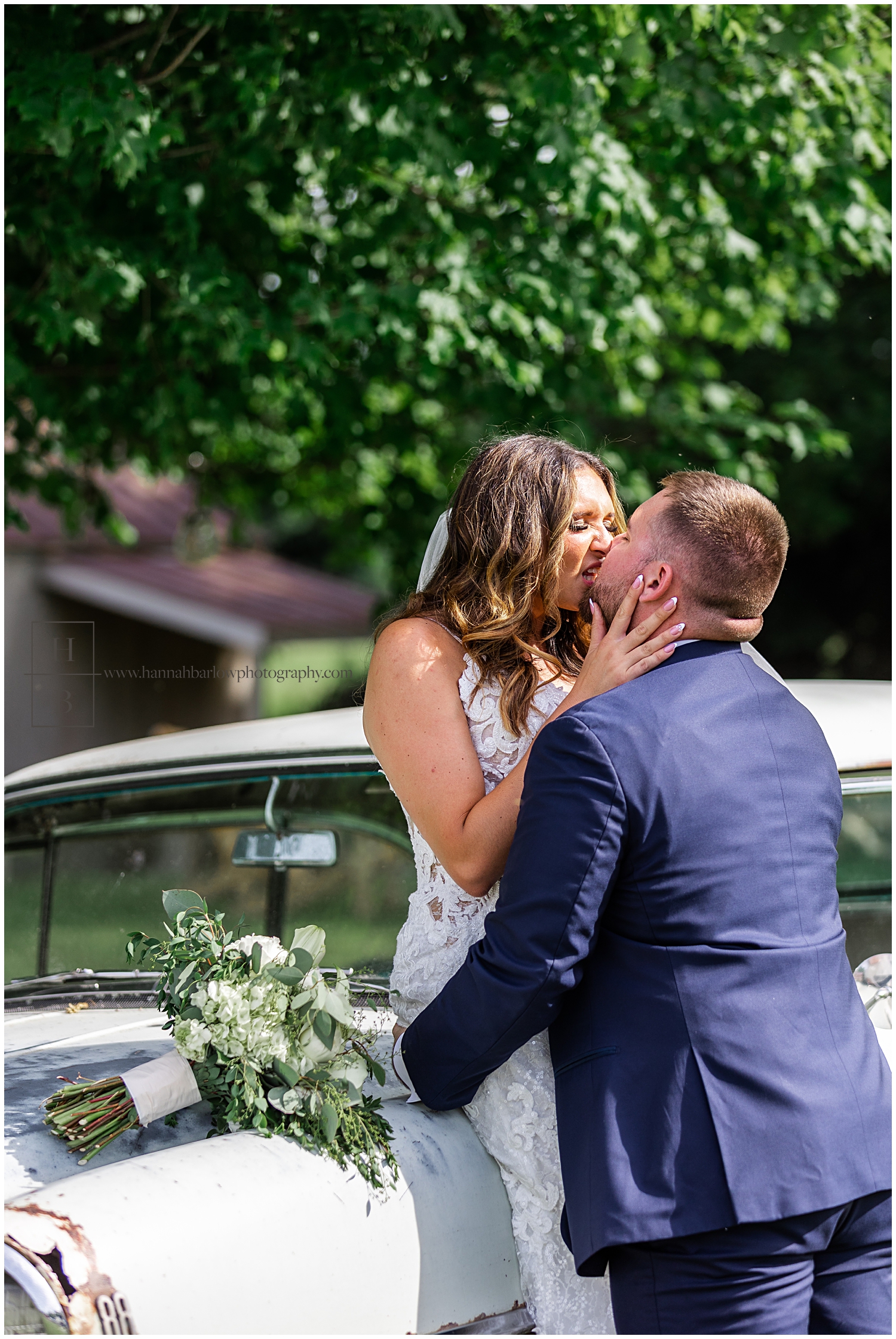 Bride kisses groom's teeth in wedding blooper.