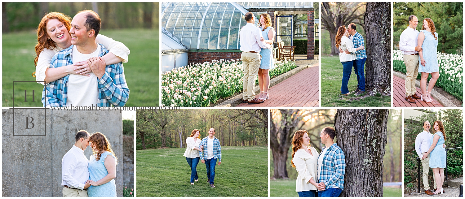 Collage of couple's spring, engagement photos.