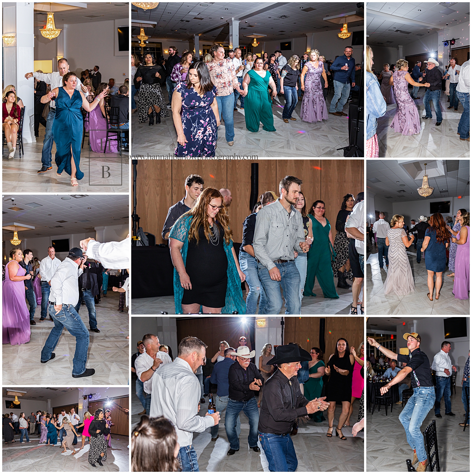 Collage of open dancing at wedding reception at the Willows of PA.