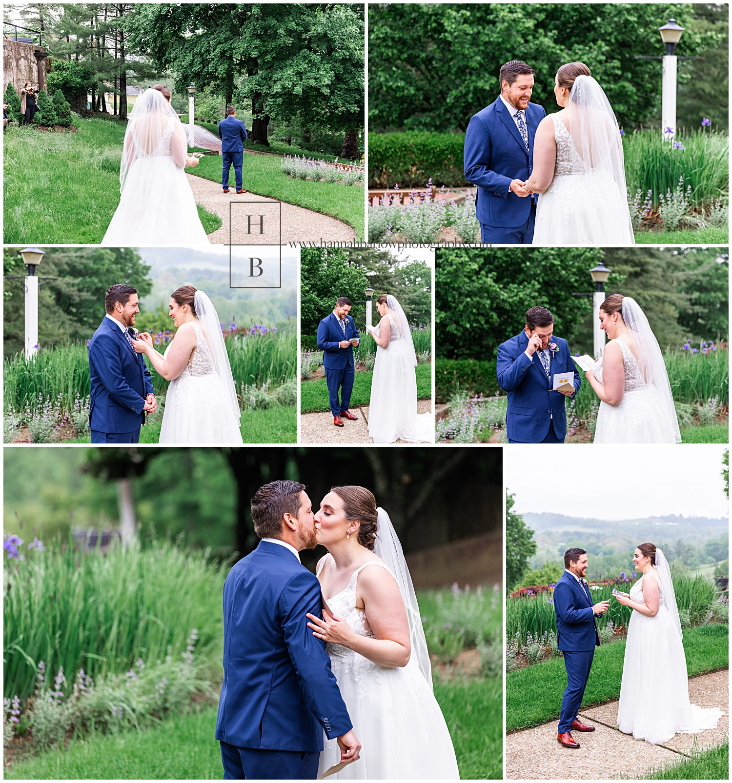 Wedding couple shares first look moments.